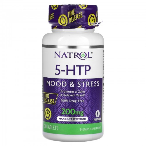 Natrol, 5-HTP, медленное высвобождение, максимальная сила, 200 мг, 30 таблеток Natrol, 5-HTP, медленное высвобождение, максимальная сила, 200 мг, 30 таблеток
